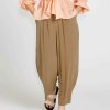 Clothing Sass Clothing | Portia Elasticated Wide Leg Linen-Blend Pants Khaki