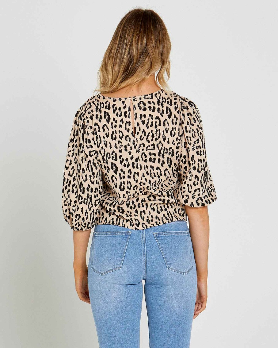 Clothing Sass Clothing | Emelia Balloon Sleeve Top Animal