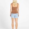 Clothing Sass Clothing | Kate Stretchy V Neck Basic Cotton Tank Brown Chocolate