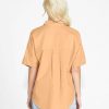 Clothing Sass Clothing | Aria Short Sleeve Button Up Cotton/Linen Shirt Tan