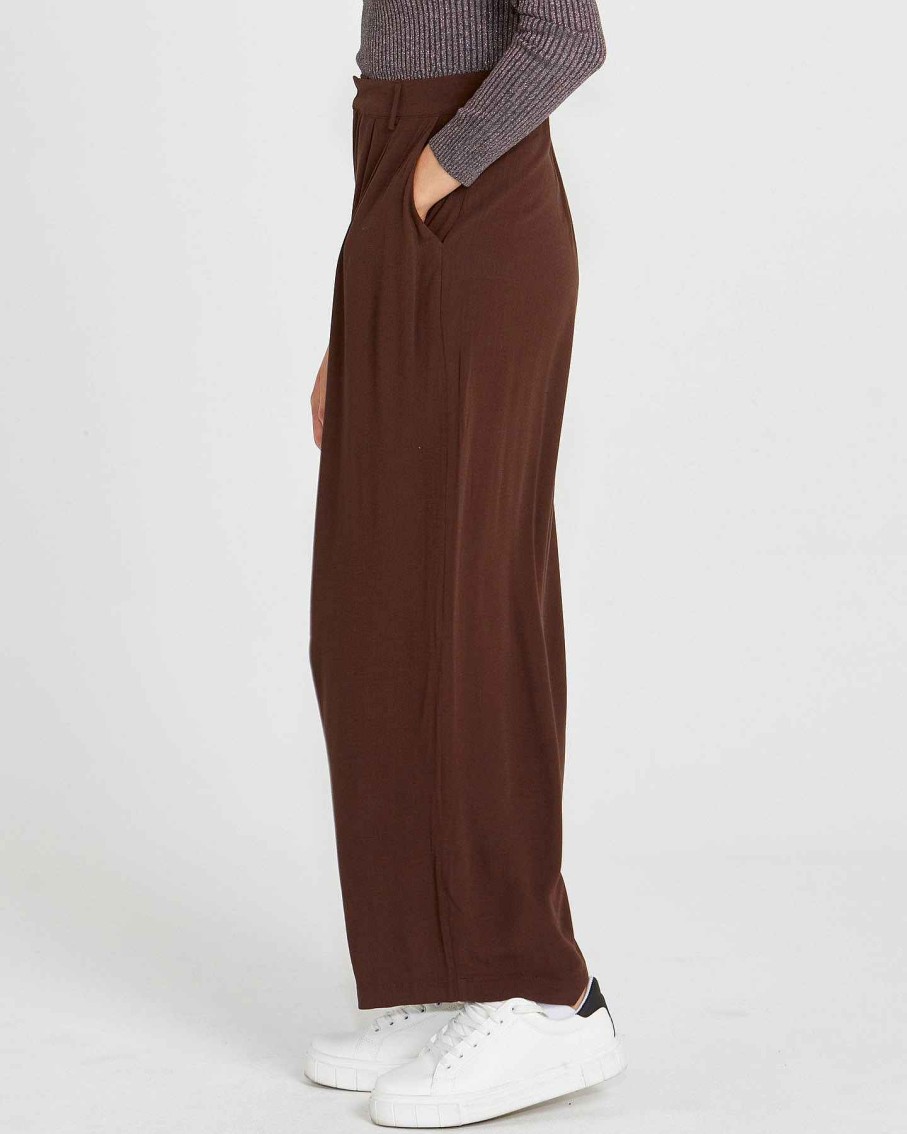 Clothing Sass Clothing | Yasmin Wide Leg Pant Chocolate