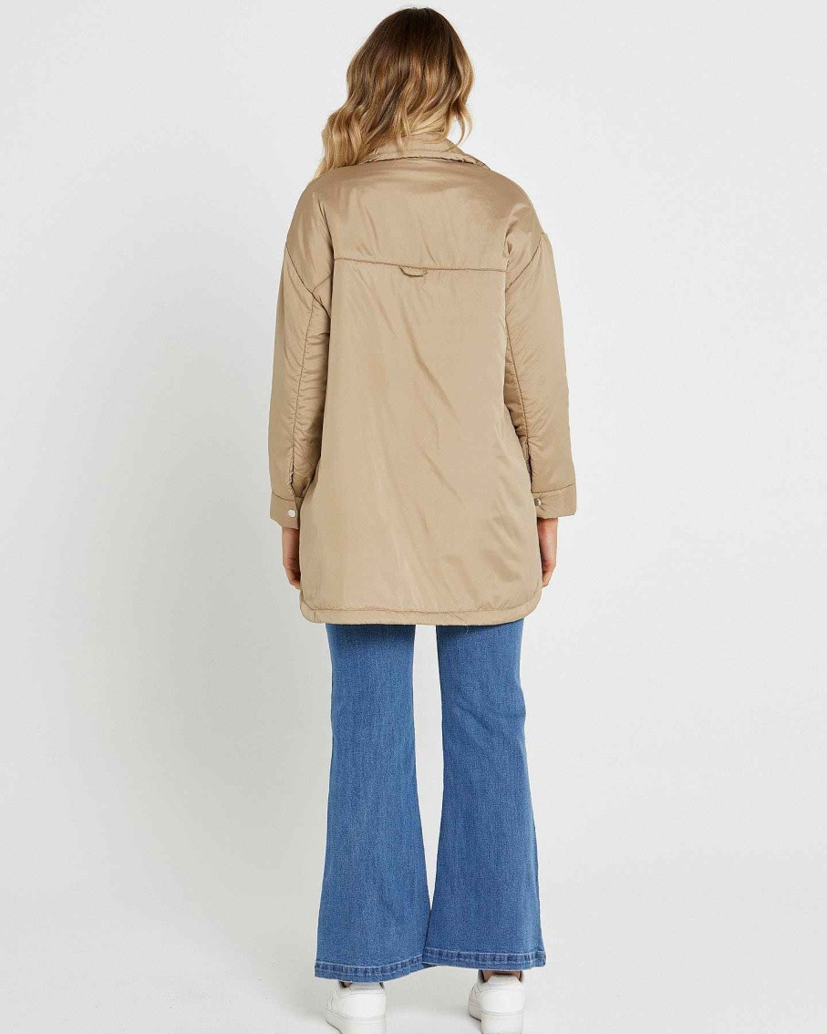 Clothing Sass Clothing | Jamie Oversized Puffer Shacket Tan