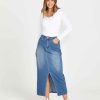 Clothing Sass Clothing | Emerald Denim Maxi Skirt 80 Wash