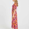 Clothing Sass Clothing | Yasmin Frill Hem Midi Dress Berry Floral