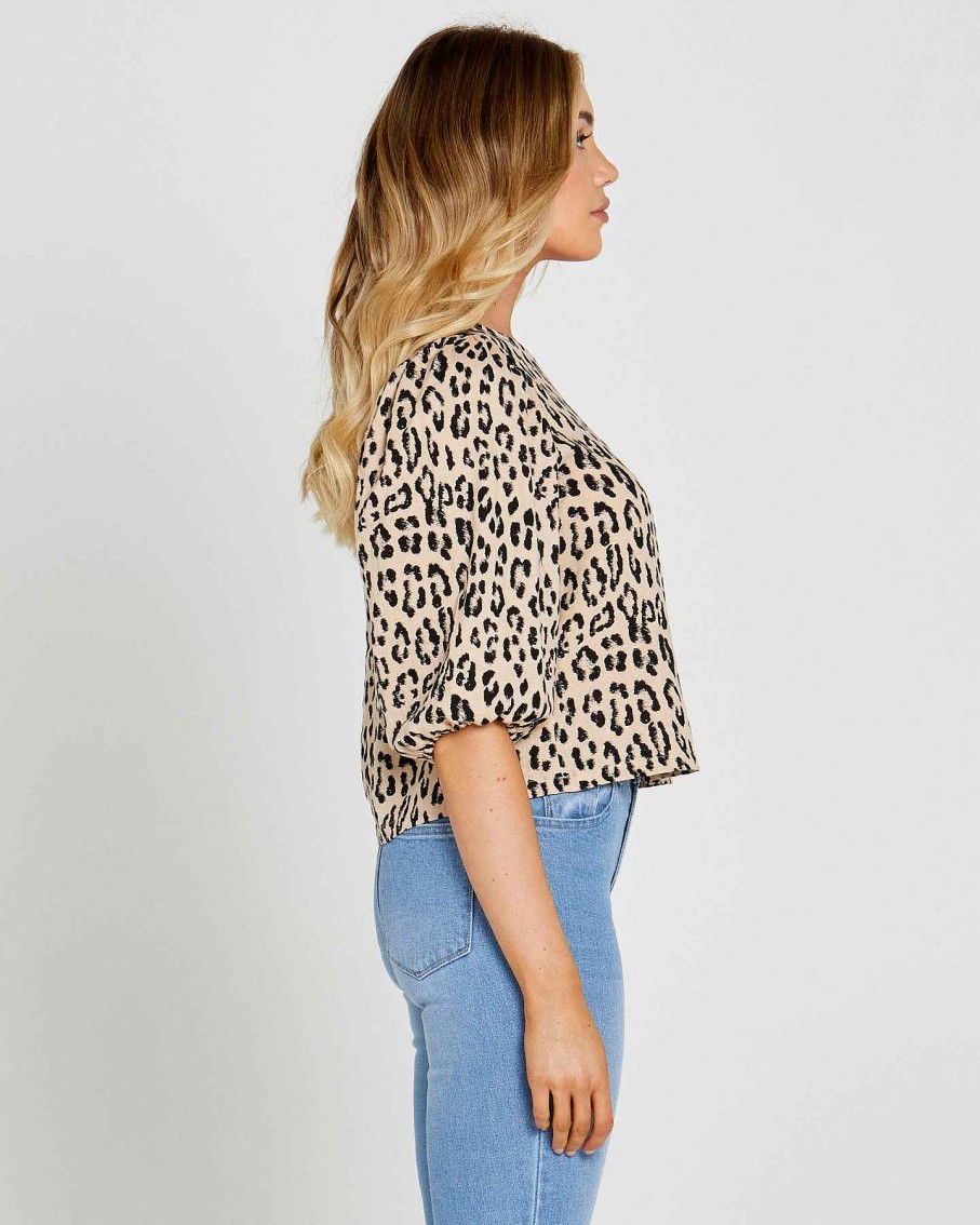 Clothing Sass Clothing | Emelia Balloon Sleeve Top Animal