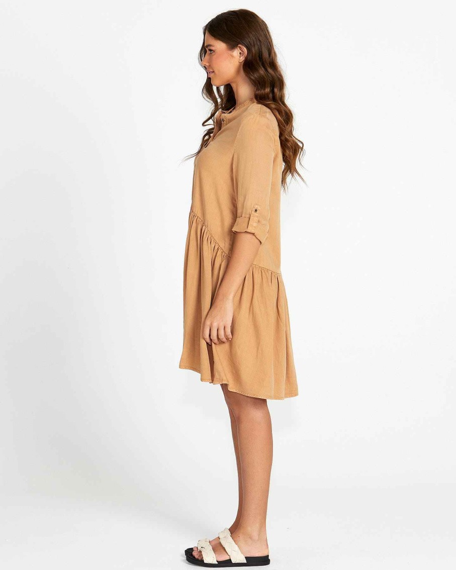 Clothing Sass Clothing | Willow Shirt Dress Tan