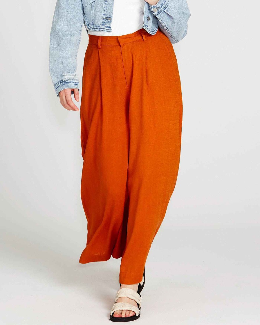 Clothing Sass Clothing | Francesca Wide Leg Pant Rust