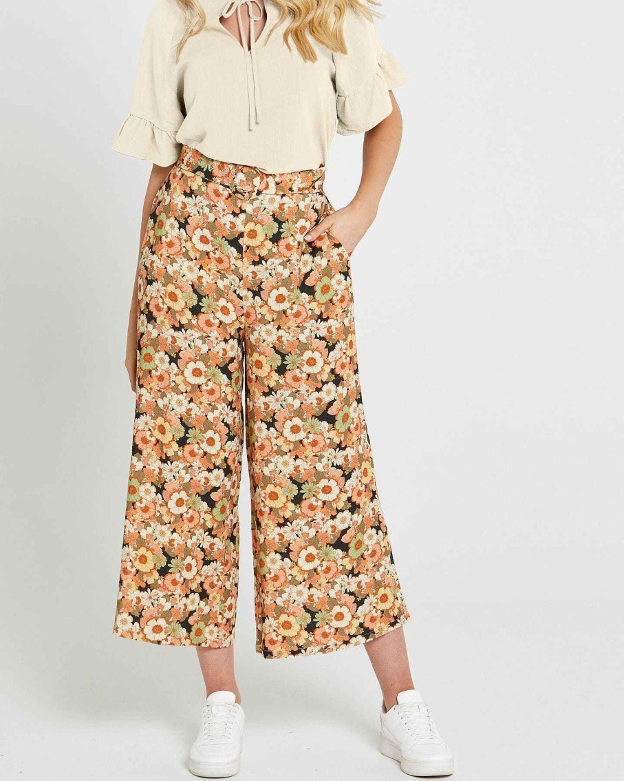 Clothing Sass Clothing | Valerie Belted Wide Leg Pant Fall Floral