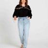 Clothing Sass Clothing | Rava Boho 3/4 Sleeve Top Black