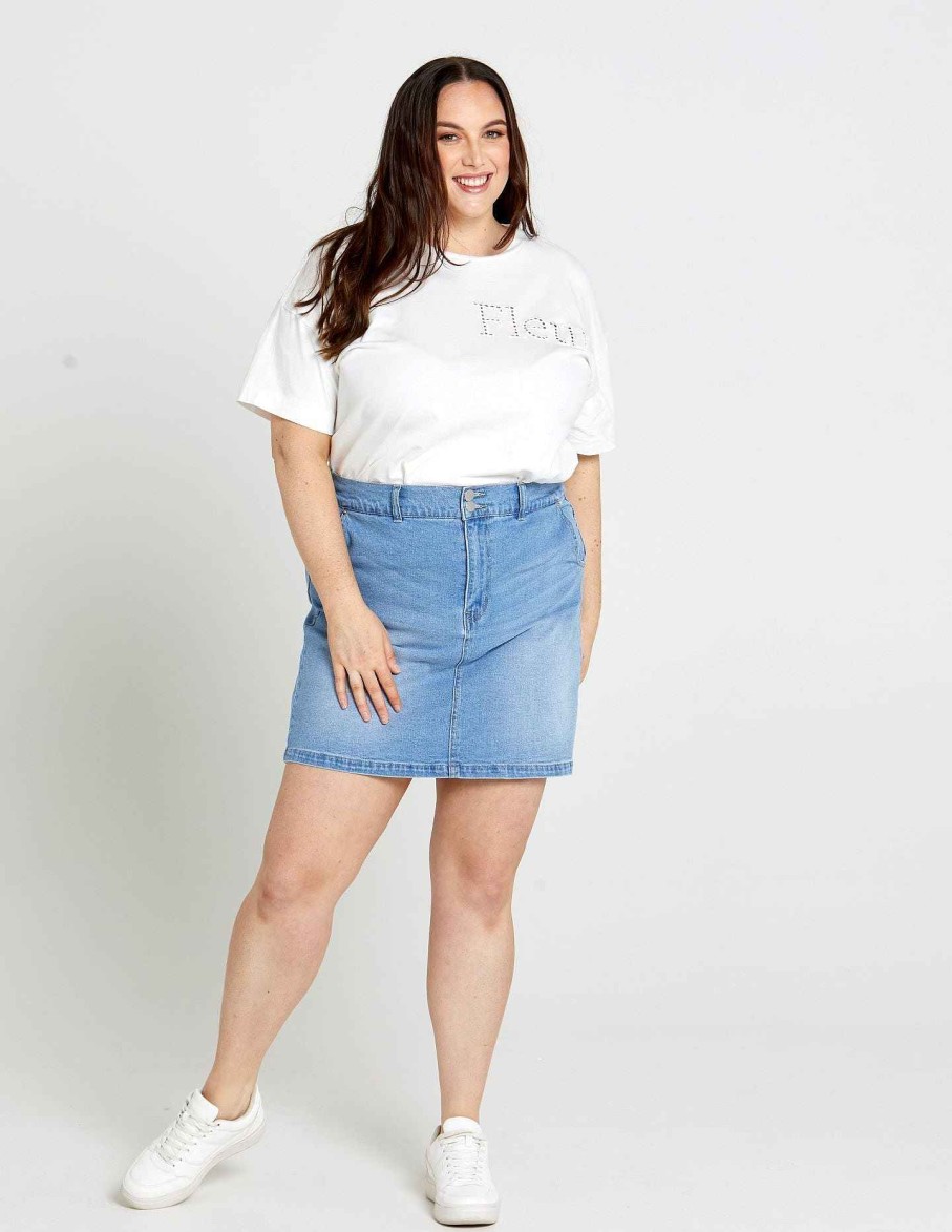 Clothing Sass Clothing | Lucy Denim Mini Skirt 95 Wash