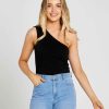 Clothing Sass Clothing | Bec One Shoulder Top Black