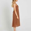 Clothing Sass Clothing | Sofia Embroidered Midi Dress Mocha Brown