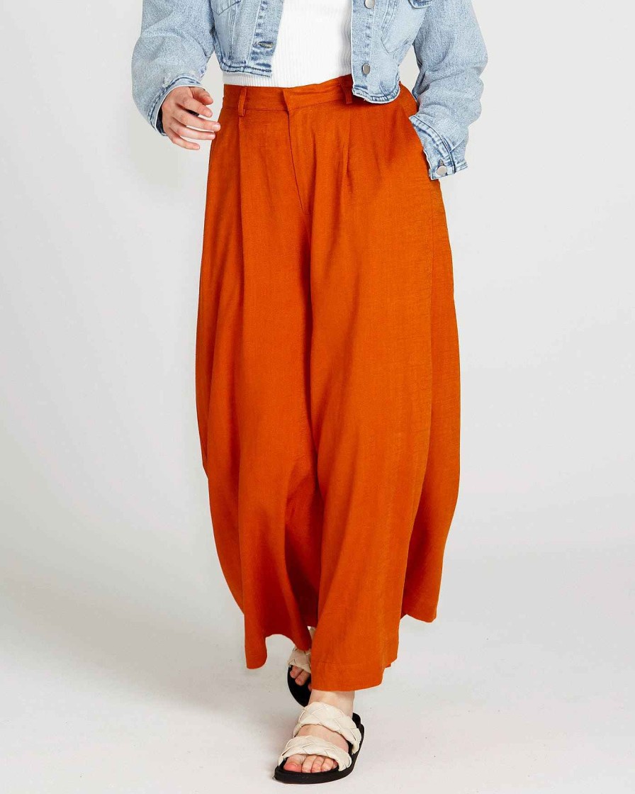 Clothing Sass Clothing | Francesca Wide Leg Pant Rust